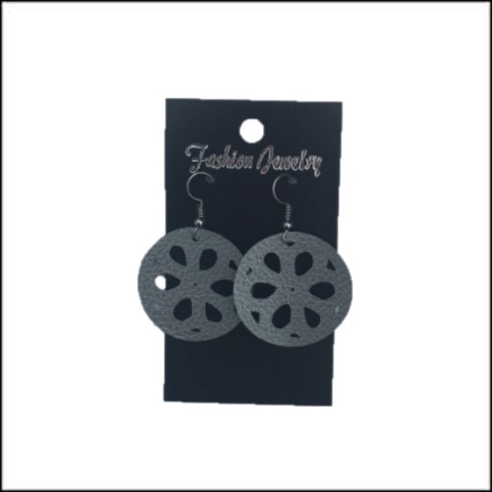 Handmade Light Weight Silver Faux Leather Earrings